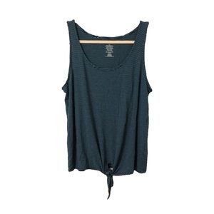 Blue Striped Tie Front Tank Top